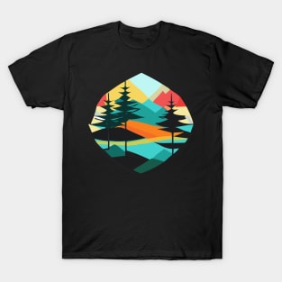 watercolor techniques to create a dreamy and ethereal painting of a forest landscape, perfect for a nature-inspired t-shirt design. T-Shirt